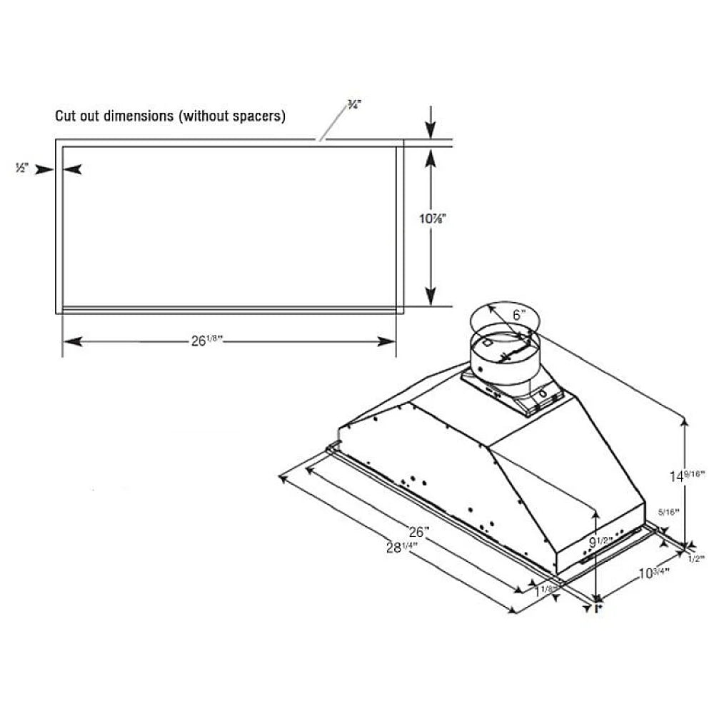 Elica EPR628S1 Cabinet Insert Range Hoods